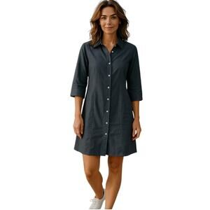 Jessica Holbrook Black Linen Blend Shirt Dress Small NWT